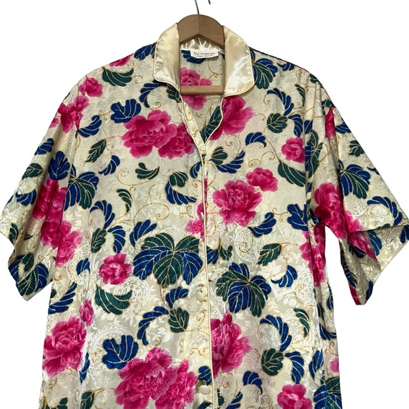 VTG Gold Label Victoria's Secret Floral Satin Nightgown Sleep Shirt Petite Small - Picture 4 of 11